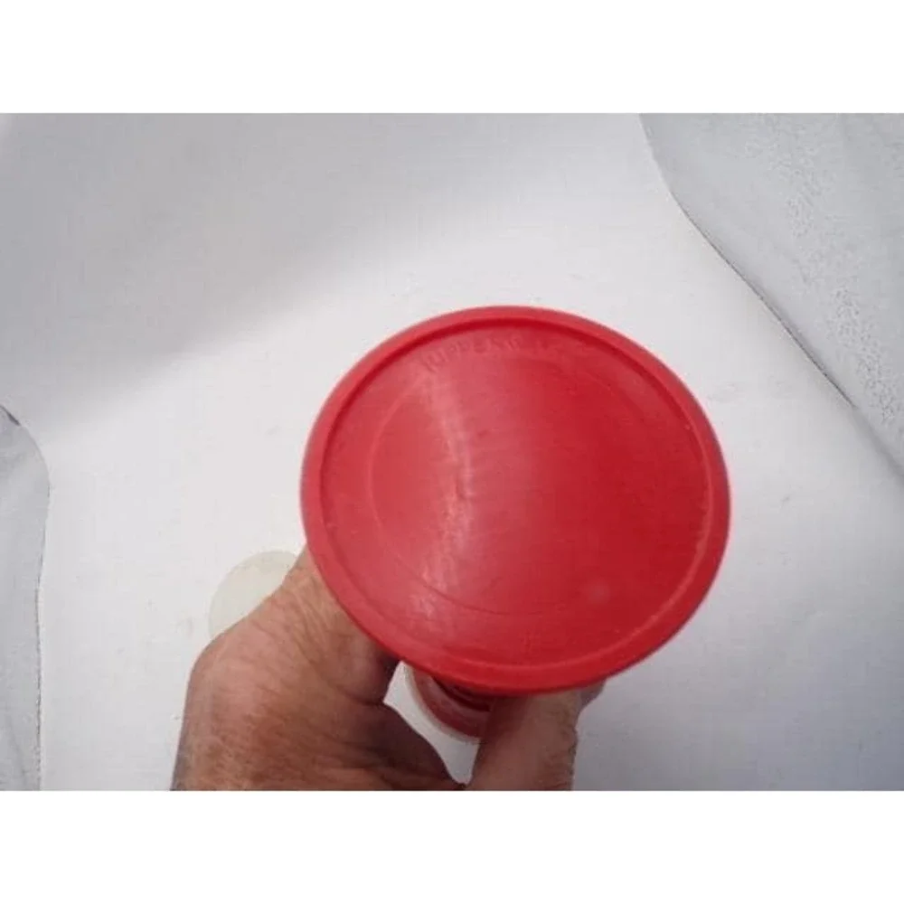 Vintage Tupperware Red Ketchup Sauce Dispenser with White Cap and‎ Pump Lid